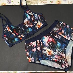 Torrid Floral Print Mesh Intimates Set